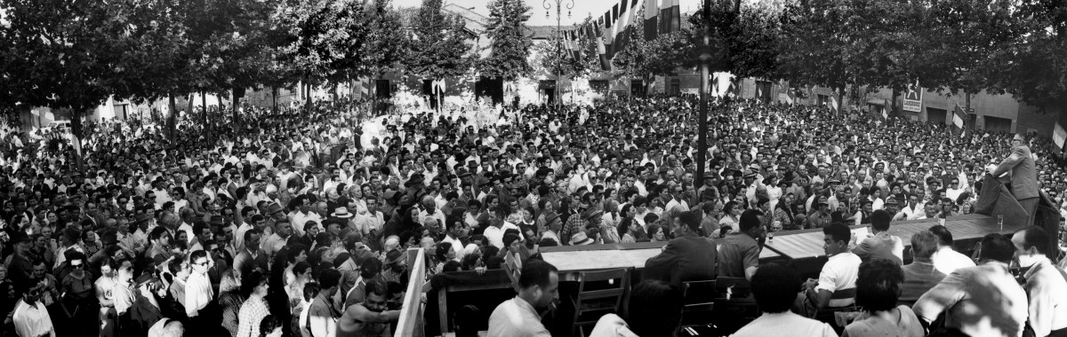 33. 16 luglio 1955. Onorato Malaguti conclude la manifestazione a Massa Lombarda per la costruzione del Canale Emiliano Romagnolo.